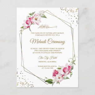 Cartão De Informações Quadro Geométrico Dourado, Rosa, Mehndi Islâmico