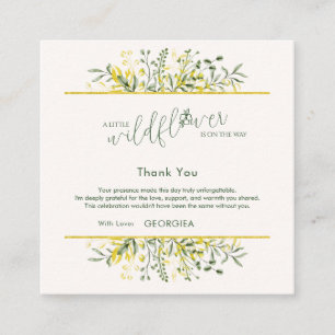 Cartão De Informações Quadro Rústico Dourado Flor Selvagem Obrigado