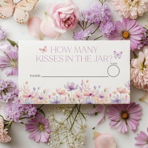 Cartão De Informações Quantos beijos Floral Butterfly Bridal Shower 