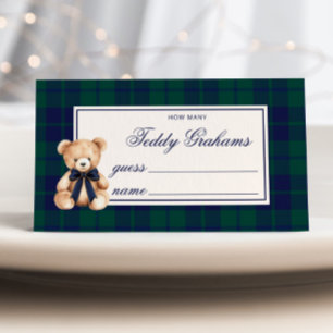 Cartão De Informações Quantos teddy grahams Teddy Bear Navy Xadrez