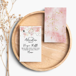 Cartão De Informações "Que A Aventura Comece!" Chá de fraldas de Mapa vi