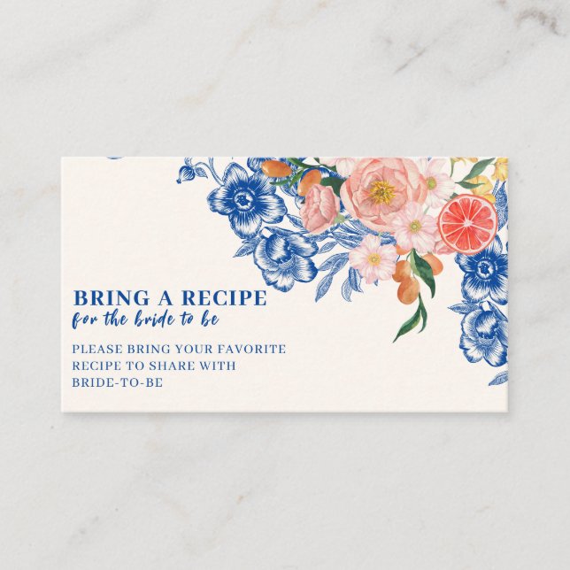 Cartão De Informações Que Mais Chá de panela floral Compartilha Uma Rece (Frente)