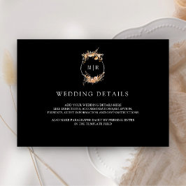 Cartão De Informações Queda de Autumn Wildflower Crest Black Casamento