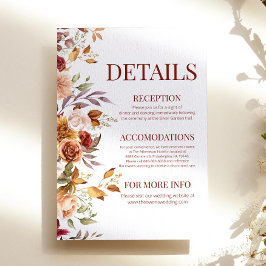 Cartão De Informações Queda de Outono Burundia Laranja Flor Laranja