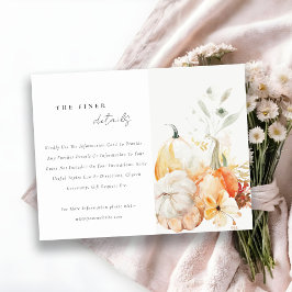 Cartão De Informações Queda Detalhes do Casamento de Aquarela de Pumpkin