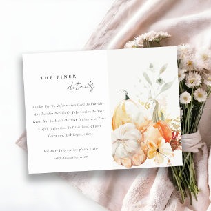 Cartão De Informações Queda Detalhes do Casamento de Aquarela de Pumpkin
