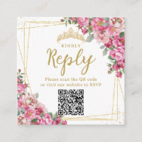 Quinceanera Floral Fuchsia Rosa 16 RSVP QR