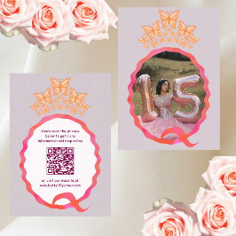 Cartão De Informações Quinceañera Srta. Quince Butterfly Crown Squiggle