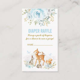 Cartão De Informações Raffle Chá de fraldas Azul Fralda Floral