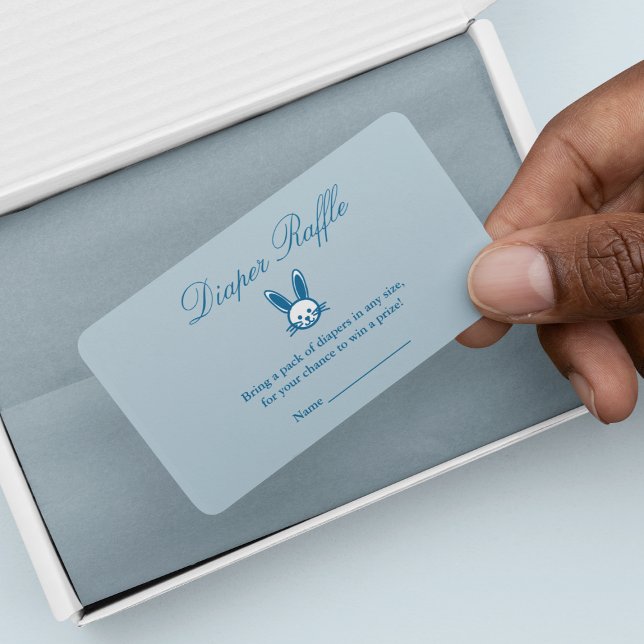 Cartão De Informações Raffle Chá de fraldas Coelho Azul (Criador carregado)