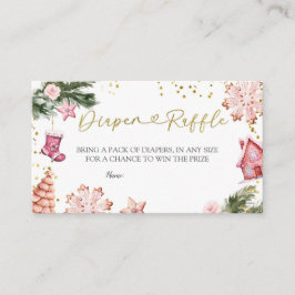 Cartão De Informações Raffle Chá de fraldas de Cookies Rosa-Inverno