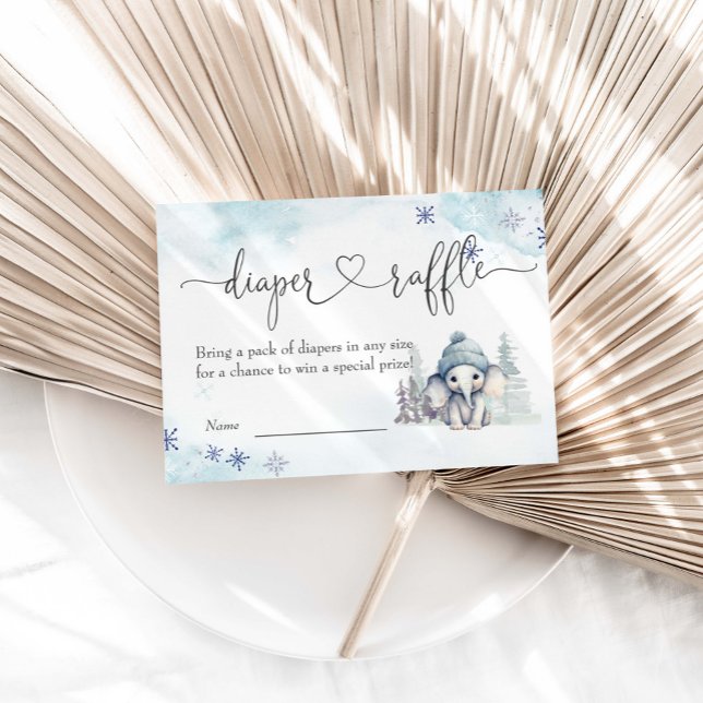 Cartão De Informações Raffle Chá de fraldas de Elefante de inverno (Criador carregado)