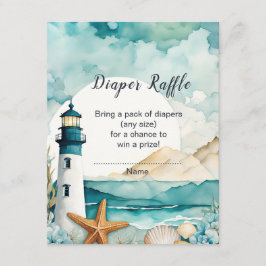 Cartão De Informações Raffle Chá de fraldas de Farol Náutico