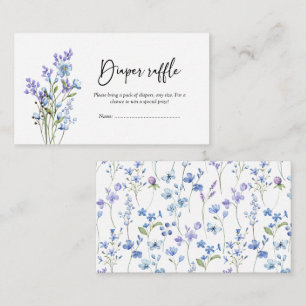 Cartão De Informações Raffle Chá de fraldas de flor selvagem azul