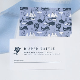 Cartão De Informações Raffle Chá de fraldas do Tema da Baleia Náutica