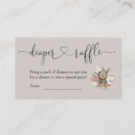 Cartão De Informações Raffle Chá de fraldas do Urso Boho