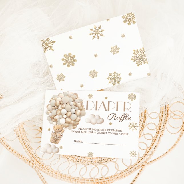 Cartão De Informações Raffle Chá de fraldas do Urso Inverno (Criador carregado)