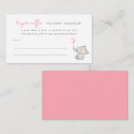 Cartão De Informações Raffle Chá de fraldas Elefante Rosa