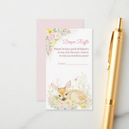 Cartão De Informações Raffle Chá de fraldas Floral Cor-de-rosa-branca