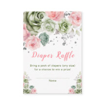 Raffle Chá de fraldas Floral Verde e Rosa