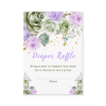 Raffle Chá de fraldas Floral Verde e Roxo