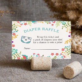 Cartão De Informações Raffle Chá de fraldas Floral Verde-Teal Moderna