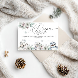 Cartão De Informações Raffle Chá de fraldas Fralda de Animais Árcticos