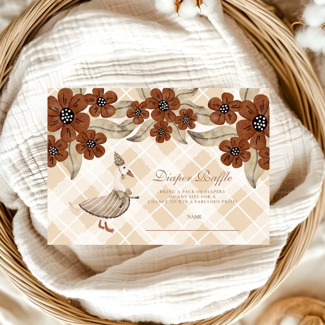 Cartão De Informações Raffle Chá de fraldas Ganso de Bobo Bonito (Criador carregado)