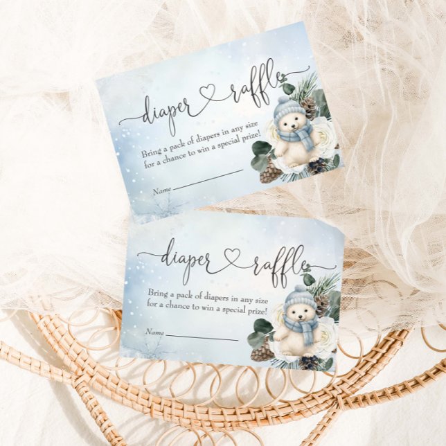 Cartão De Informações Raffle Chá de fraldas Polar de inverno (Criador carregado)