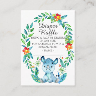 Cartão De Informações Raffle Chá de fraldas Rino Selva