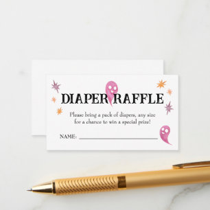 Cartão De Informações Raffle Chá de fraldas Rosa Halloween