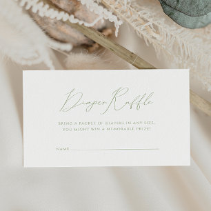 Cartão De Informações Raffle Chá de fraldas Verde Sage Whimsical