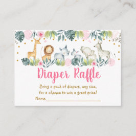 Cartão De Informações Raffle da Fralda da Selva Safari rosa