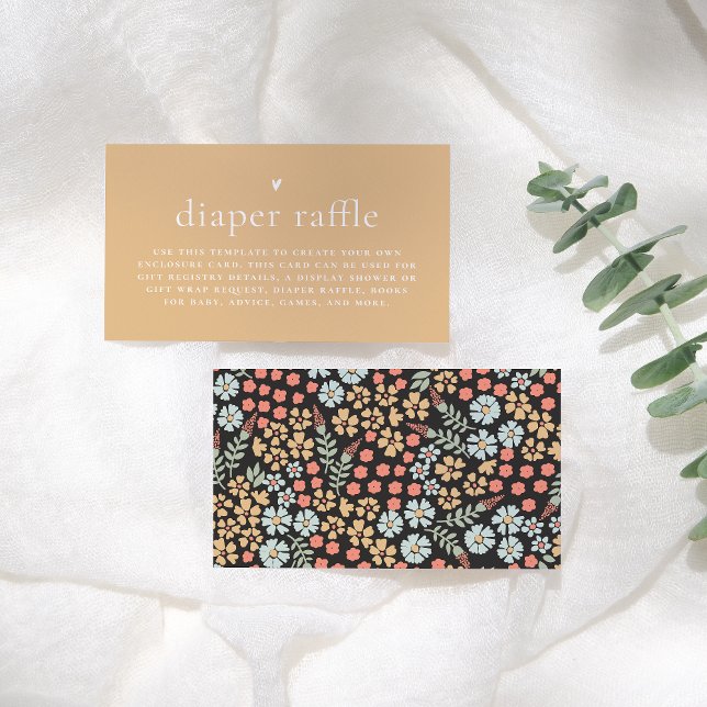 Cartão De Informações Raffle da Fralda Floral do Groovy Retro (Criador carregado)