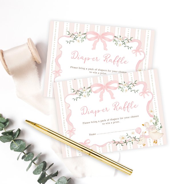 Cartão De Informações Raffle da Fralda ganso do Bobo rosa-pré-disquete (Criador carregado)