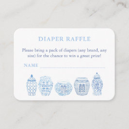Cartão De Informações Raffle De Fralda Branco E Azul Elegante