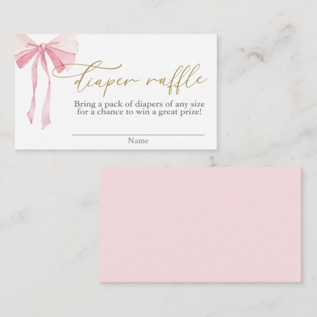 Cartão De Informações Raffle de Fralda Chá de fraldas rosa (Frente/Verso)