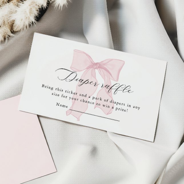 Cartão De Informações Raffle de Fralda de Arco rosa Chá de fraldas (Criador carregado)