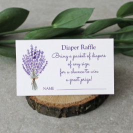 Cartão De Informações Raffle de Fralda de Buquê de Lavanda de Aquarela