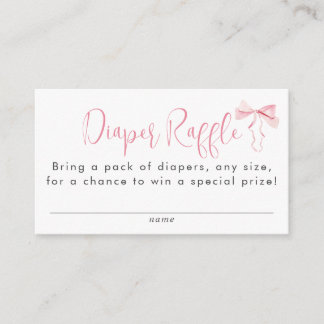 Cartão De Informações Raffle de Fralda de Fita de Fita de Arco Rosa