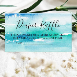 Cartão De Informações Raffle de Fralda do Oceano de Aquarela