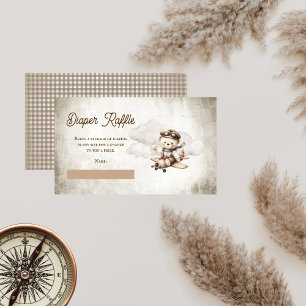 Cartão De Informações Raffle de Fralda do Urso de Teddy do Avião