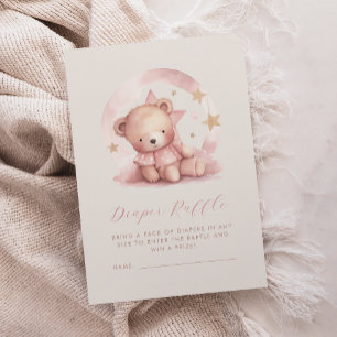 Cartão De Informações Raffle de Fralda do Urso Rosa Bonito