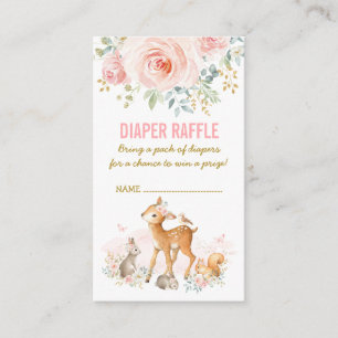 Cartão De Informações Raffle de Fralda Floral Rosa Chá de fraldas