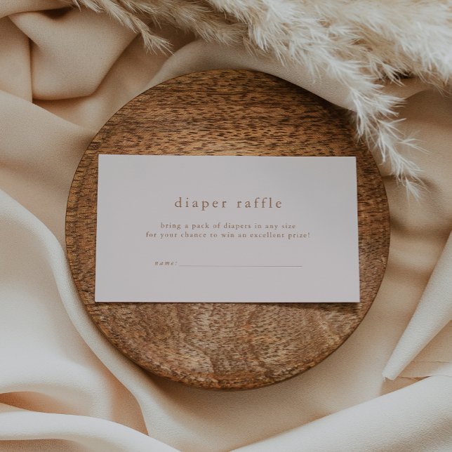 Cartão De Informações Raffle de Fralda Simples, Rosa Dourado, ROWAN (ROWAN Gold Pink Simple Baby Shower Diaper Raffle Enclosure Card)