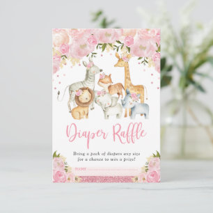 Cartão De Informações Raffle Floral Fralda Blush Safari bonito