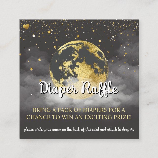 Cartão De Informações Raffle Fralda Celestial Preto e Dourado (Frente)