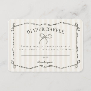 Cartão De Informações Raffle Fralda Chá de fraldas Arco Coquette Preto