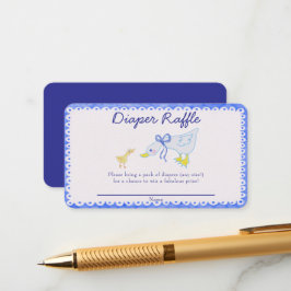 Cartão De Informações Raffle Fralda Chá de fraldas ganso-Bobo azul