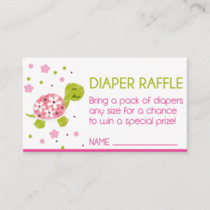 Cartão De Informações Raffle Fralda da Tartaruga Rosa